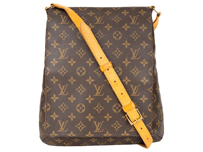 Louis Vuitton Canvas Monogram Salsa Musette GM Crossbody Bag Brown Leather  ref.1305292