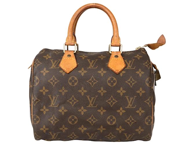 Louis Vuitton Canvas Monogram Speedy 25 handbag Brown Leather  ref.1305294