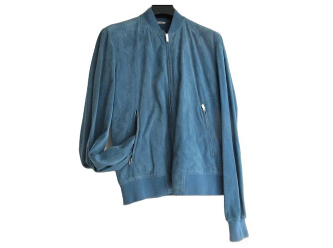 Hermès Blouson cuir, taille 46. Mixte. Bleu
