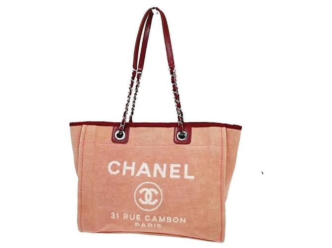 Classique Chanel Deauville Toile Rouge  ref.1305375