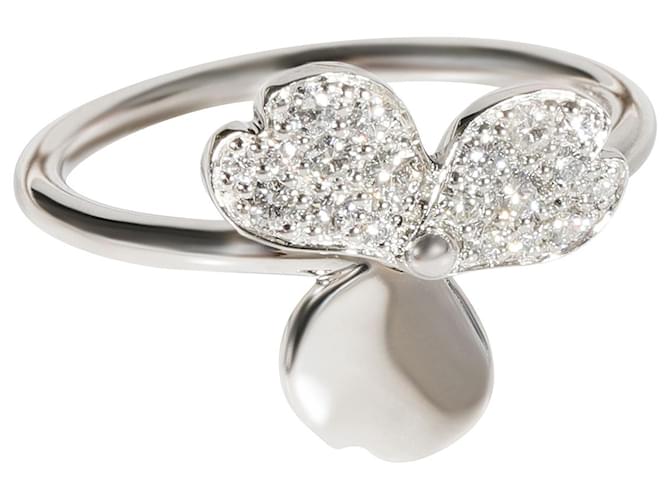 TIFFANY & CO. Anel de diamante com flores de papel 18K ouro branco 0.16 ctw Prata Metálico Metal  ref.1305428