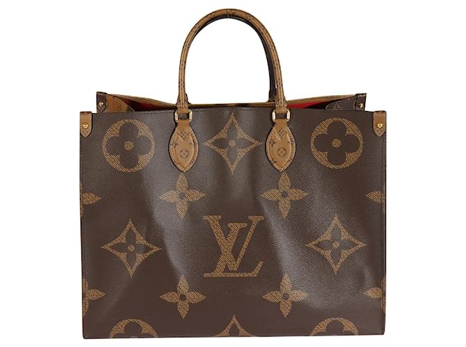 Louis Vuitton Monogram & Monogram Reverse Canvas Onthego Gm Brown Cloth  ref.1305430