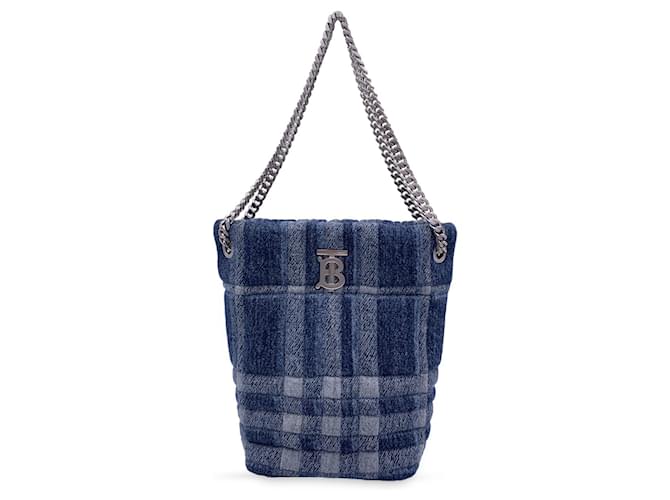 Burberry Blue Quilted Denim Small Lola Bucket Shoulder Bag Tote  ref.1305452