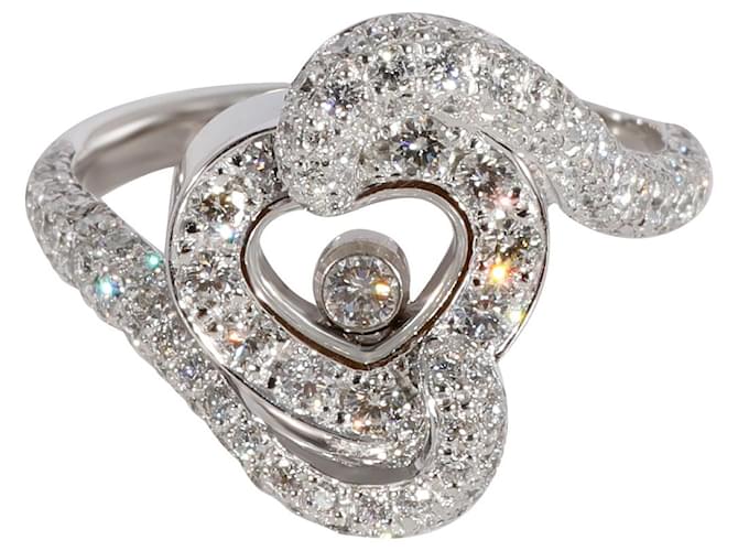 Anel de coração de diamante feliz Chopard em 18K ouro branco 0.86 ctw Prata Metálico Metal  ref.1305459