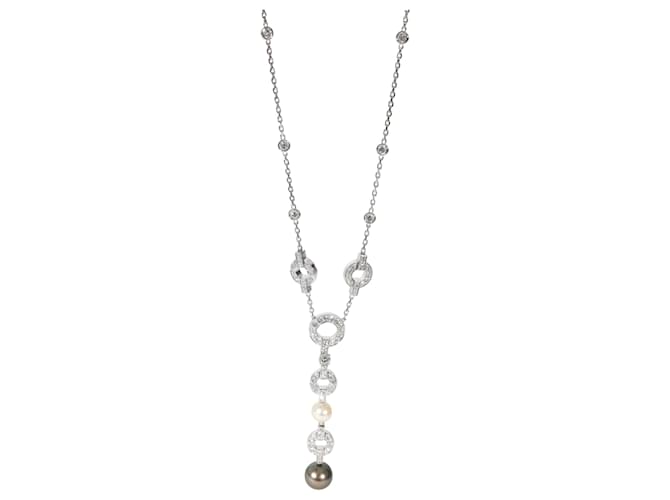 Cartier Himalia collana di perle di diamanti in 18K oro bianco 2.5 ctw Argento Metallico Metallo  ref.1305477