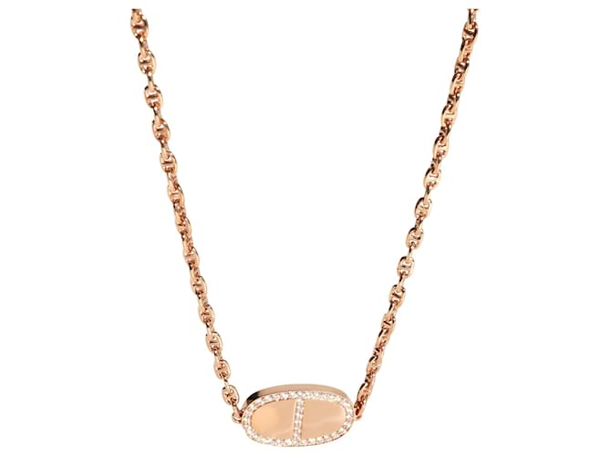 Hermès Chaine d'Ancre Verso Necklace in 18K Rose Gold 0.88 Ctw Metallic Metal Pink gold  ref.1305479