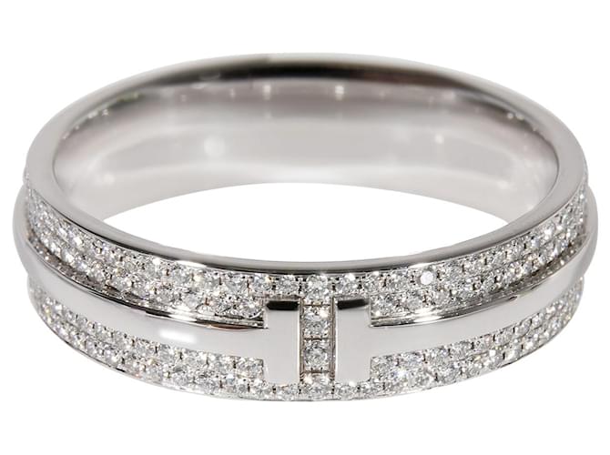 TIFFANY & CO. Anel de diamante largo Tiffany T em 18K ouro branco 0.57 ctw Prata Metálico Metal  ref.1305480