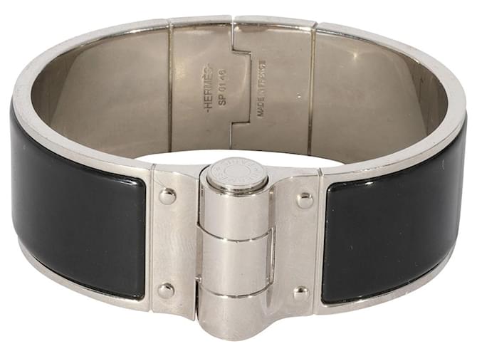 Hermès Charniere 22 mm Bracelet In Noir Metallic  ref.1305483
