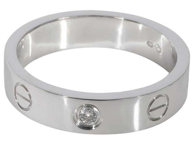 Alianza de boda Cartier Love con diamantes en 18K oro blanco 02 por cierto Plata Metálico Metal  ref.1305486