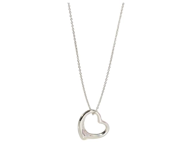 TIFFANY & CO. ELSA PERETTI 27 Pingente de coração aberto mm em uma corrente, prata de lei Metálico Metal  ref.1305496