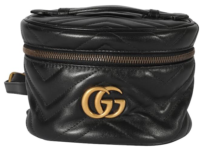 Gucci Black Matelasse calf leather Gg Marmont Round Backpack  ref.1305507