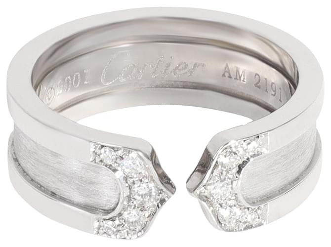 Cartier C de cartier 6.5 mm Anello diamantato largo in 18K oro bianco 0.1 ctw Argento Metallico Metallo  ref.1305508