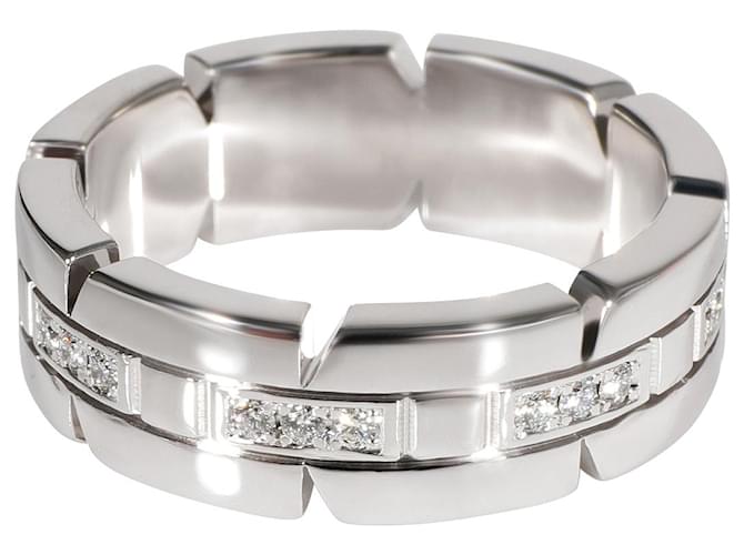 Anello con diamanti Cartier Tank Francaise in 18K oro bianco 0.17 ctw Argento Metallico Metallo  ref.1305532