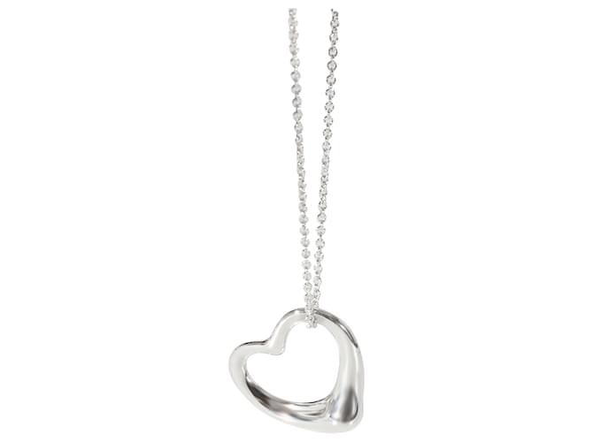 TIFFANY & CO. ELSA PERETTI 27 Pingente de coração aberto mm em uma corrente, prata de lei Metálico Metal  ref.1305535