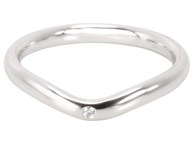 Tiffany & Co TIFFANY Y COMPAÑIA. Alianza de diamantes curvada de Elsa Peretti en platino 01 por cierto Plata Metálico Metal  ref.1305551