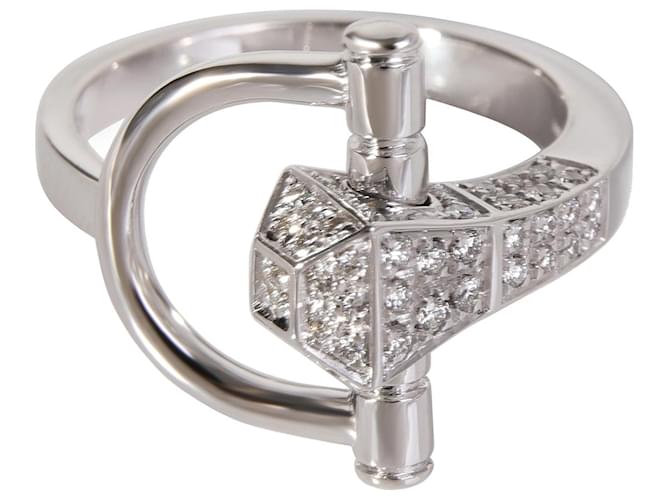 Anello Gucci Chiodo Horsebit con diamanti in 18K oro bianco 0.40 ctw Argento Metallico Metallo  ref.1305553