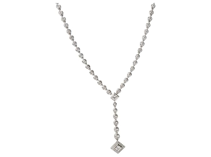 Tiffany & Co TIFFANY Y COMPAÑIA. Collar Grace con colgante de talla princesa en platino, 4.10 por cierto Plata Metálico Metal  ref.1305566