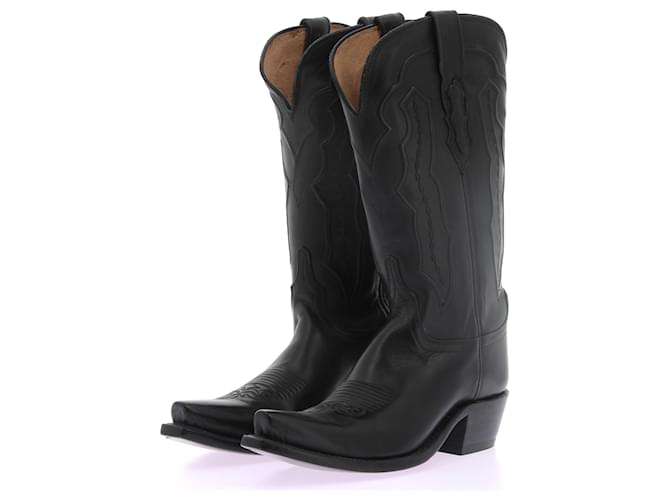 Autre Marque NON SIGNE / UNSIGNED  Boots T.US 6.5 leather Black  ref.1305598