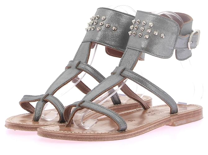 K JACQUES  Sandals T.eu 37 leather Grey  ref.1305609