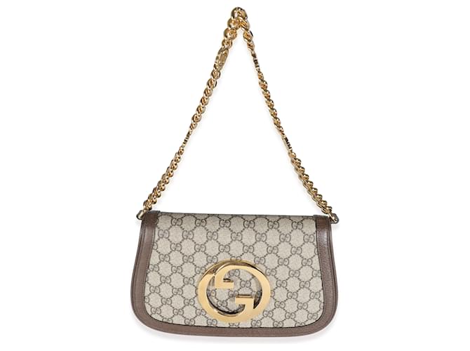 Gucci Beige GG Supreme Canvas Blondie Shoulder Bag Brown Cloth  ref.1305623