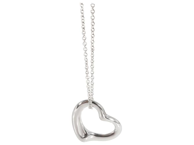 TIFFANY & CO. Pingente de coração aberto Elsa Peretti em uma corrente em prata de lei Metálico Metal  ref.1305628