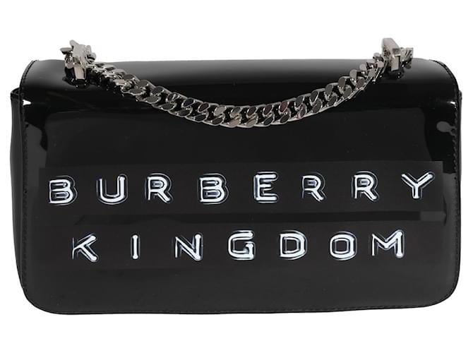 Bolso Lola pequeño con estampado de cinta de charol negro de Burberry Cuero  ref.1305629