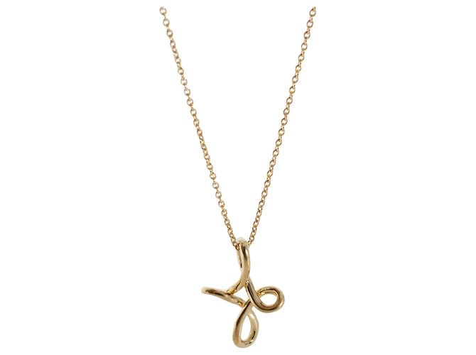 TIFFANY & CO. Elsa Peretti Vintage Infinity Cross,18k Yellow Gold on a Chain Silvery Metallic Metal  ref.1305656