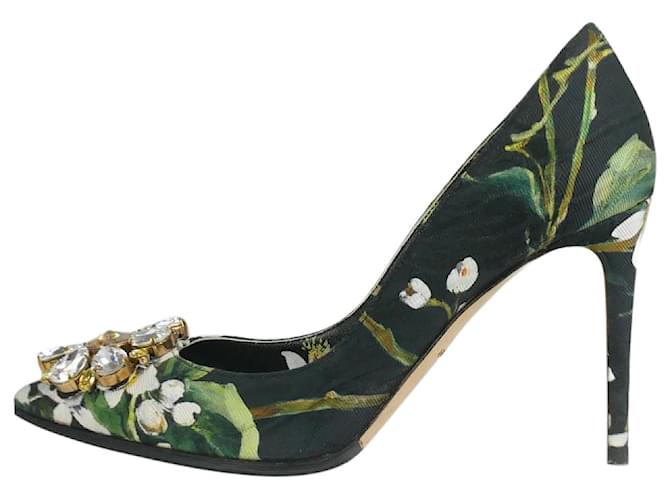 Dolce & Gabbana Black floral embellished pumps - size EU 37  ref.1305699