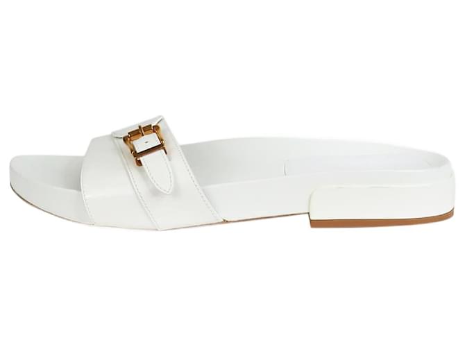 Gabriela Hearst Sandálias rasteiras com fivela de couro branco - tamanho UE 42  ref.1305705