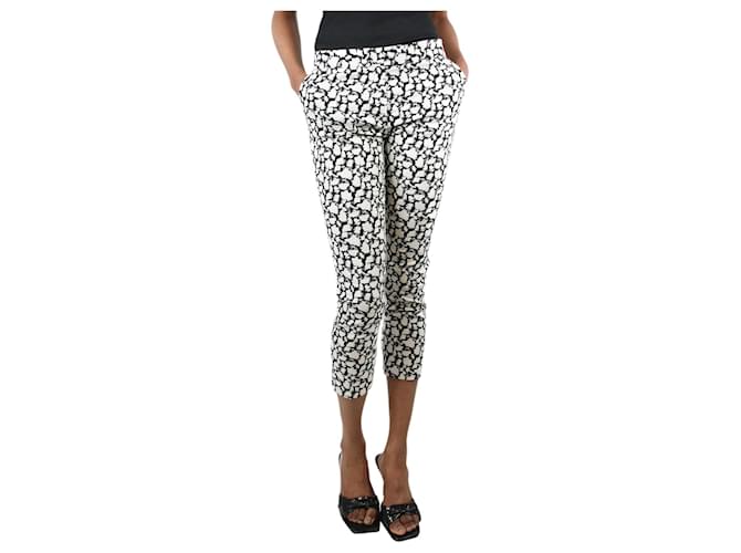 Joseph Cream and black abstract jacquard trousers - size UK 6 Cotton  ref.1305722