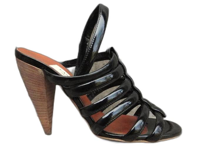 Lanvin sandals summer 2009 new condition size 38 Black Patent leather  ref.1305750