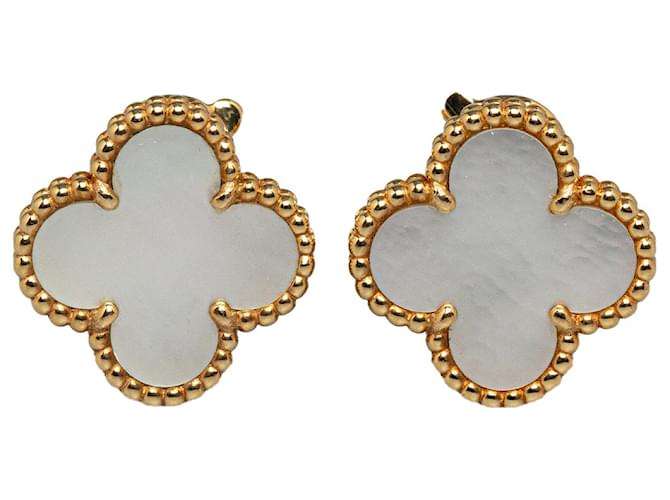 Autre Marque Van Cleef and Arpels Gold 18K Yellow Gold Mother of Pearl Sweet Alhambra Clip On Earrings Golden Metal  ref.1305784