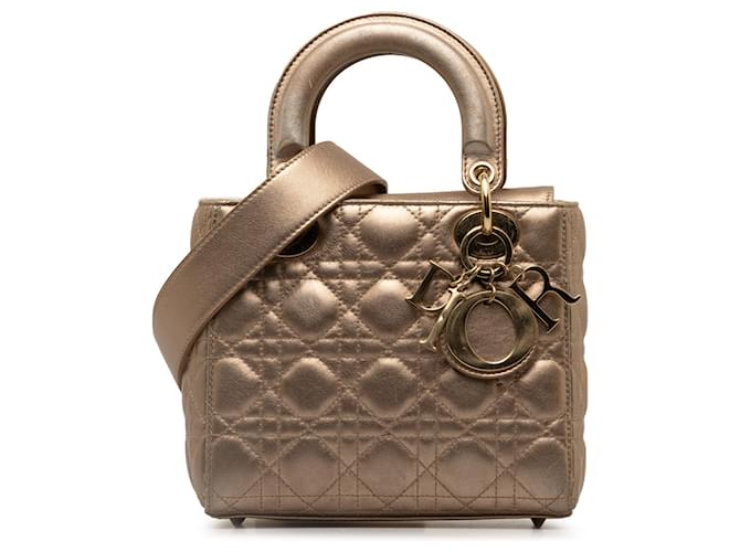 Dior Gold Small Lambskin Cannage My ABCDior Lady Dior Golden Leather  ref.1305834