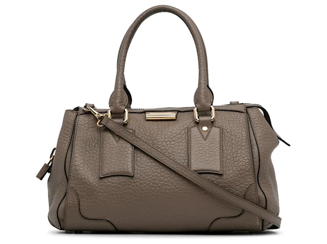 Burberry Brown Leather Gladstone Satchel Taupe Pony-style calfskin  ref.1305844