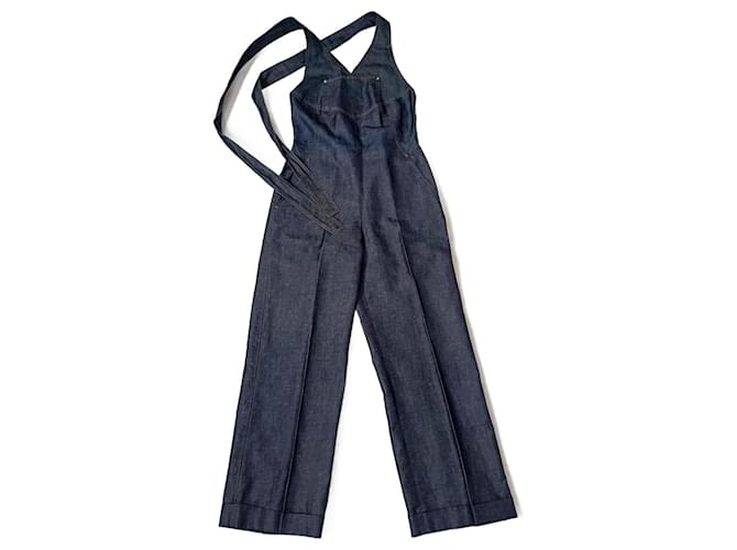 Vestido de peto Kenzo vintage de los años 1980. Azul Pantalones vaqueros  ref.1305868
