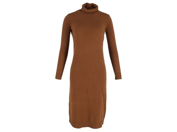 Abito dolcevita Max Mara in maglia di lana marrone