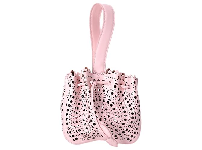 Alaïa Rose Marie Perforated Clutch Bag in Pastel Pink Leather  ref.1305898