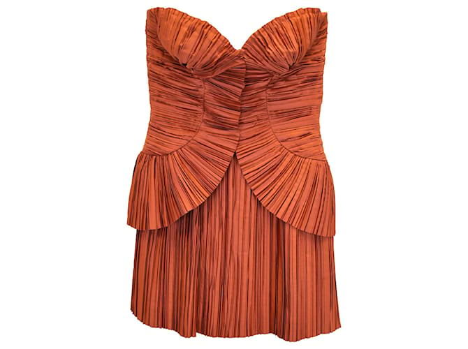 Cult Gaia Charlique Strapless Mini Dress in Brown Polyester Beige  ref.1305903