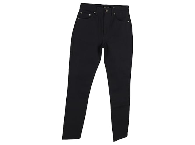 Saint Laurent Coated Slim-Fit Jeans aus schwarzer Baumwolle  ref.1305907