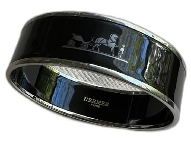Pulsera Hermès de esmalte Negro Metal  ref.1305944