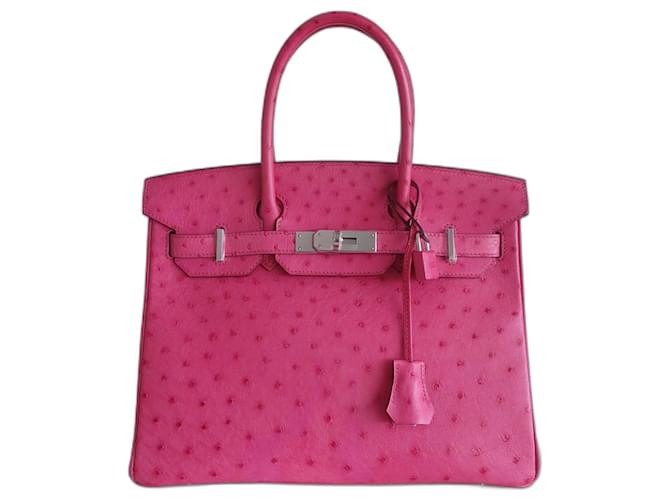 Hermès Borsa Hermes Birkin 30 in pelle di struzzo rosa  ref.1305949