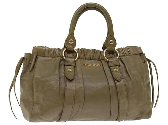 Miu Miu Hand Bag Leather Beige Auth bs12609  ref.1305963