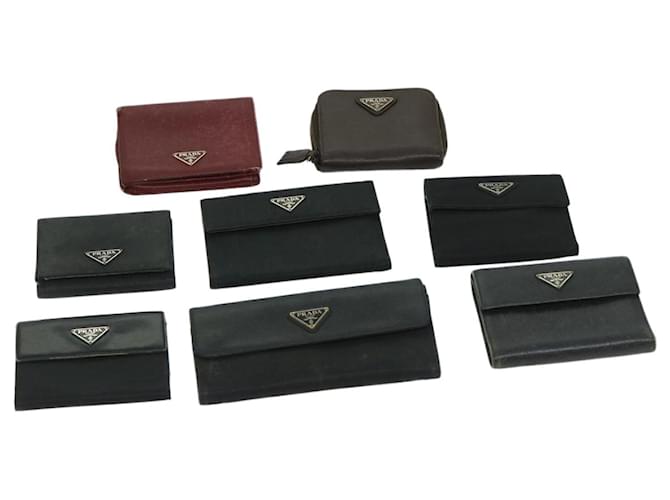 PRADA Wallet Leather nylon 8Set Black Red Brown Auth ar11556  ref.1305974