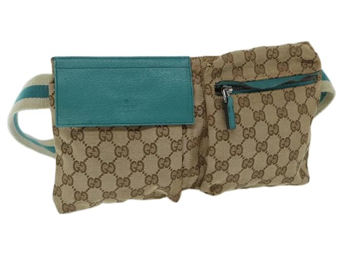 GUCCI GG Canvas Sherry Line Waist bag Beige Turquoise Blue 28566 auth 68277 Cloth  ref.1305988