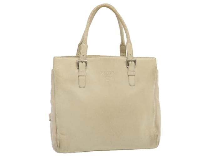 PRADA Hand Bag Leather Beige Auth bs12897  ref.1306005