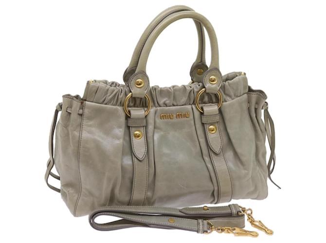Miu Miu Hand Bag Leather 2way Gray Auth bs12870 Grey  ref.1306049