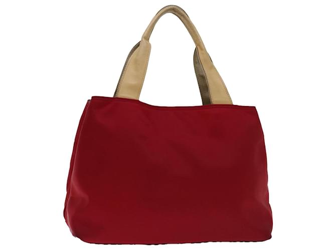 BURBERRY Nova Check Hand Bag Nylon Red Auth ac2835  ref.1306085
