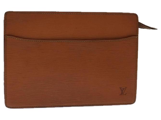 LOUIS VUITTON Epi Pochette Homme Clutch Bag Brown Zipang gold M52528 Auth th4657 Leather  ref.1306086