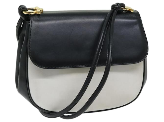 Salvatore Ferragamo Shoulder Bag Leather White Black Auth bs11184  ref.1306100