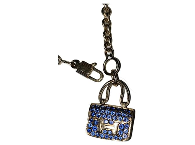 Kelly Hermès bracelet amulette Or rose Bleu  ref.1306131